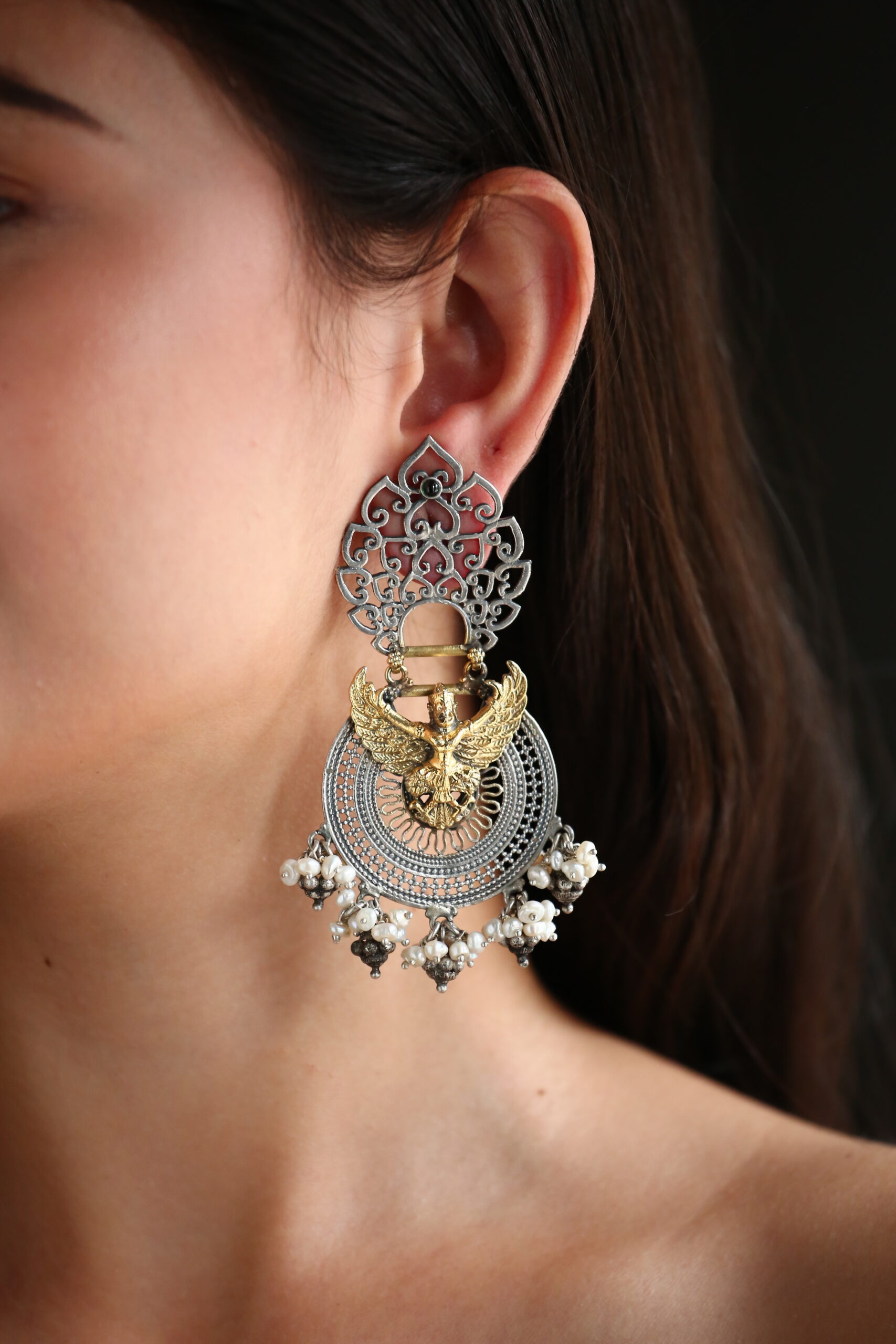 Pakhi Jhumar Silver Earrings By Moha